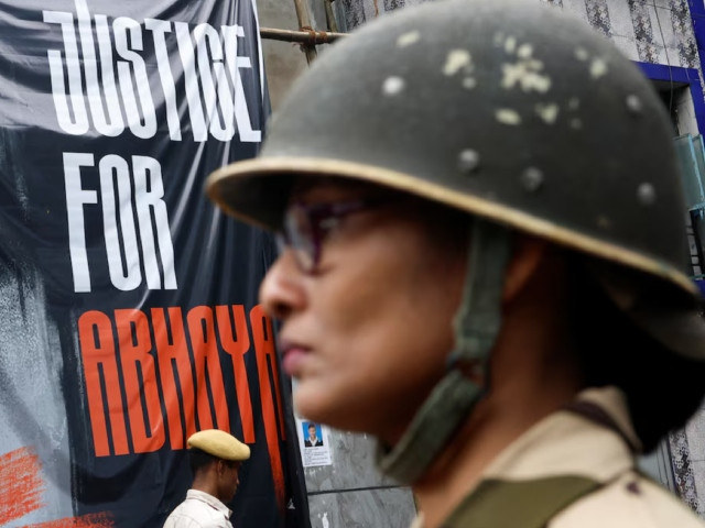 central industrial security force cisf personnel stands guard at the entrance of r g kar medical college and hospital in kolkata india august 23 2024 photo reuters